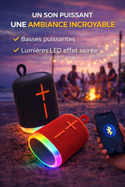 🔊 MINI ENCEINTE BLUETOOTH LED – L’AMBIANCE PARTOUT AVEC TOI